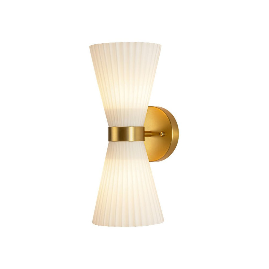 Farmhouze Light - 2 - light UP Down Striped Glass Double Cone Wall Light - Wall Sconce - Brown Glass + Oil - Rubbed Bronze Finish - 