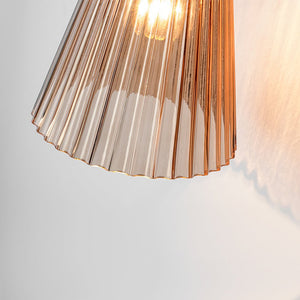 Farmhouze Light - 2 - light UP Down Striped Glass Double Cone Wall Light - Wall Sconce - Brown Glass + Oil - Rubbed Bronze Finish - 