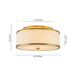 Load image into Gallery viewer, Farmhouze Light-20" Mid-Century Brass White Fabric Round Drum Ceiling Light-Ceiling Light-Brass-
