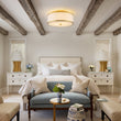 Load image into Gallery viewer, Farmhouze Light-20" Mid-Century Brass White Fabric Round Drum Ceiling Light-Ceiling Light-Brass-
