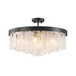Load image into Gallery viewer, Farmhouze Light-23.6in Mid-Century Layered Textured Glass Round Ceiling Light-Chandelier-Black-
