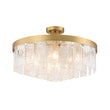 Load image into Gallery viewer, Farmhouze Light-23.6in Mid-Century Layered Textured Glass Round Ceiling Light-Chandelier-Brass-
