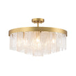 Load image into Gallery viewer, Farmhouze Light-23.6in Mid-Century Layered Textured Glass Round Ceiling Light-Chandelier-Brass-
