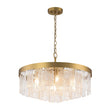 Load image into Gallery viewer, Farmhouze Light-23.6in Mid-Century Layered Textured Glass Round Ceiling Light-Chandelier-Brass-
