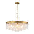 Load image into Gallery viewer, Farmhouze Light-23.6in Mid-Century Layered Textured Glass Round Ceiling Light-Chandelier-Brass-
