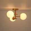 Load image into Gallery viewer, Farmhouze Light - 3 - Light Brass Opal Glass Globe Tiered Semi Flush Mount - Ceiling Light - 19.7 in - 
