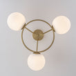 Load image into Gallery viewer, Farmhouze Light - 3 - Light Brass Round Frosted Glass Globe Circle Semi Flush - Ceiling Light - Brass - 
