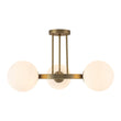 Load image into Gallery viewer, Farmhouze Light - 3 - Light Brass Round Frosted Glass Globe Circle Semi Flush - Ceiling Light - Brass - 
