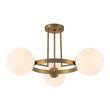 Load image into Gallery viewer, Farmhouze Light - 3 - Light Brass Round Frosted Glass Globe Circle Semi Flush - Ceiling Light - Brass - 
