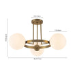 Load image into Gallery viewer, Farmhouze Light - 3 - Light Brass Round Frosted Glass Globe Circle Semi Flush - Ceiling Light - Brass - 
