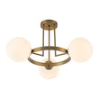 Load image into Gallery viewer, Farmhouze Light - 3 - Light Brass Round Frosted Glass Globe Circle Semi Flush - Ceiling Light - Brass - 
