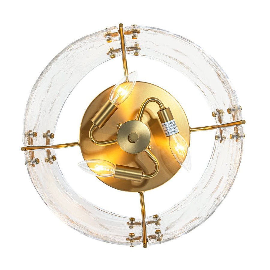 Farmhouze Light-3-Light Brass Water Glass Round Semi Flush Mount-Ceiling Light-Brass-