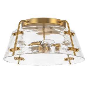 Farmhouze Light-3-Light Brass Water Glass Round Semi Flush Mount-Ceiling Light-Brass-