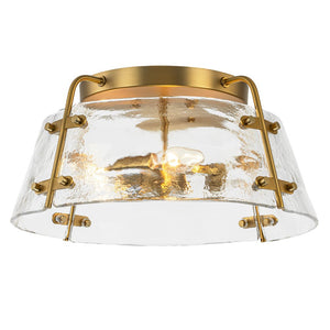 Farmhouze Light-3-Light Brass Water Glass Round Semi Flush Mount-Ceiling Light-Brass-