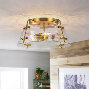 Farmhouze Light-3-Light Brass Water Glass Round Semi Flush Mount-Ceiling Light-Brass-