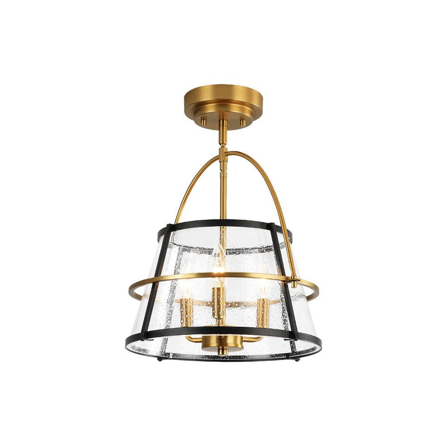 Farmhouze Light - 3 - Light Drum Seeded Glass Lantern Ceiling Light - Ceiling Light - 3 - Light - 