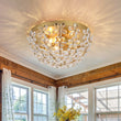 Load image into Gallery viewer, Farmhouze Light - 3 - Light Glam Gold Sparkle Crystal Flower Flush Mount Light - Chandelier - Brass - 
