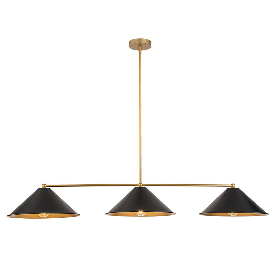 Farmhouze Light-3-Light Scandinavian Cone Black Gold Island Chandelier-Chandelier-Black+Gold-