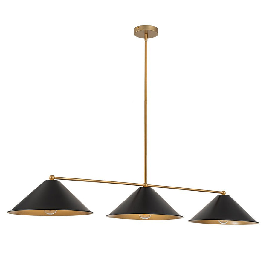 Farmhouze Light-3-Light Scandinavian Cone Black Gold Island Chandelier-Chandelier-Black+Gold-