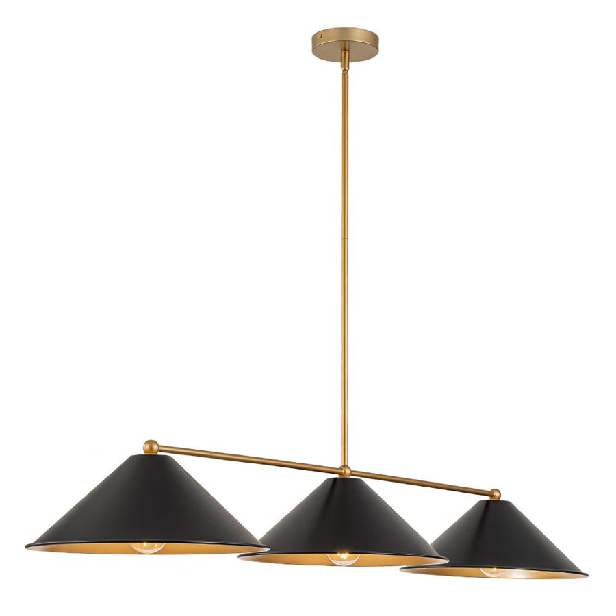 Farmhouze Light-3-Light Scandinavian Cone Black Gold Island Chandelier-Chandelier-Black+Gold-