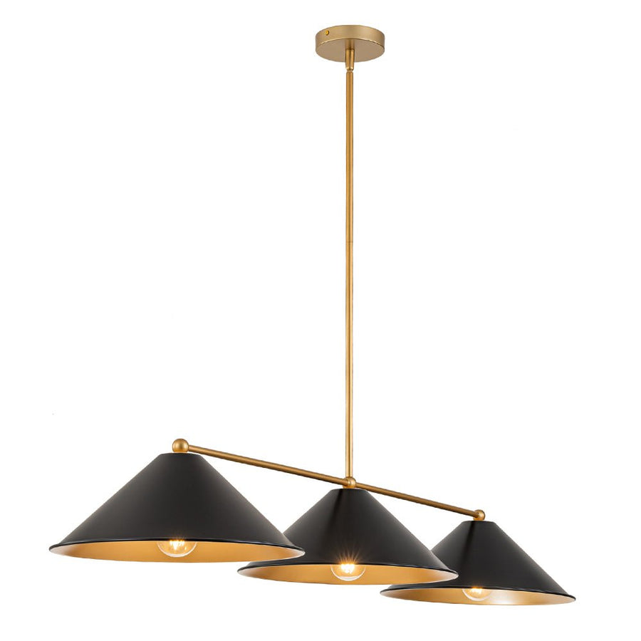 Farmhouze Light-3-Light Scandinavian Cone Black Gold Island Chandelier-Chandelier-Black+Gold-