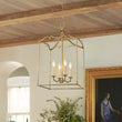 Load image into Gallery viewer, Farmhouze Light - 4 - Light Antique Brass Candle Style Metal Lantern Pendant - Chandelier - 4 - Light - 
