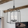 Load image into Gallery viewer, Farmhouze Light-4-Light Antique Brass Candle Style Metal Lantern Pendant-Chandelier-6-Light/Black-
