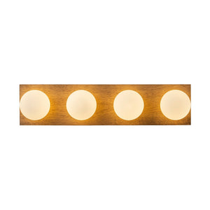 Farmhouze Light - 4 - light Rustic Wood Frosted Glass Globe Vanity Wall Lamp - Wall Sconce - 22.8 in - 