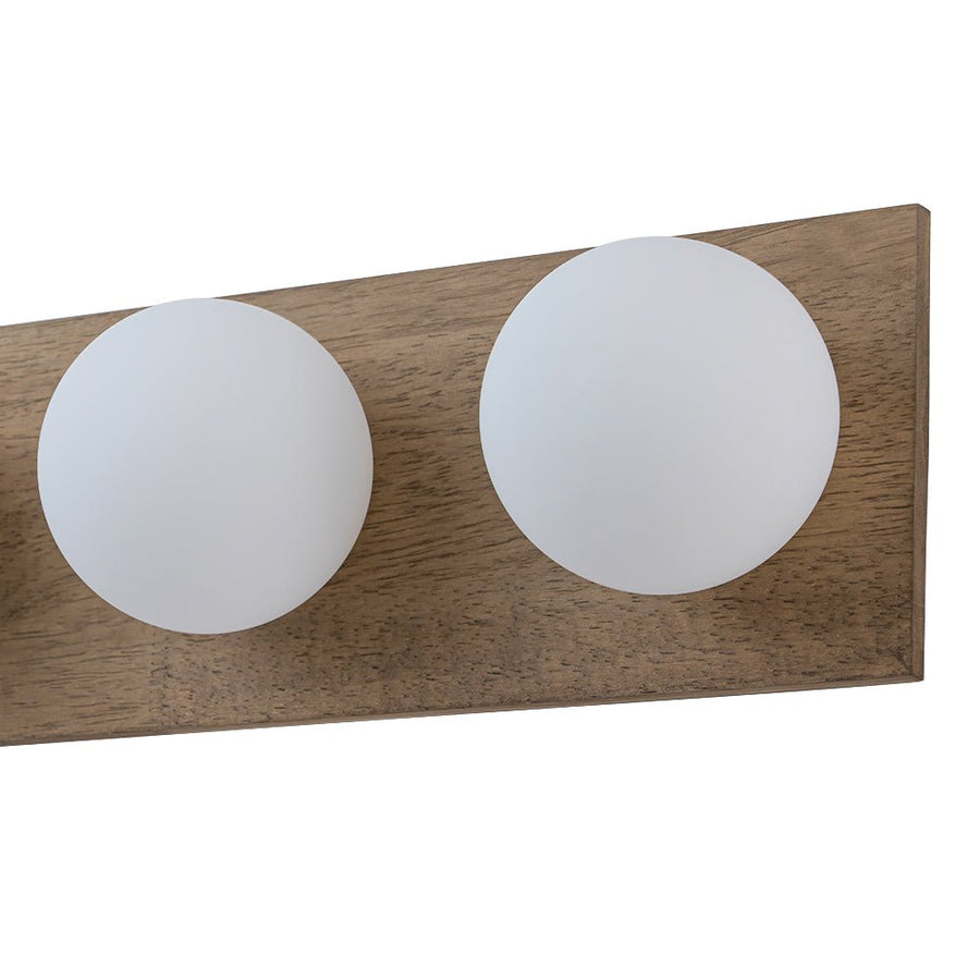 Farmhouze Light - 4 - light Rustic Wood Frosted Glass Globe Vanity Wall Lamp - Wall Sconce - 22.8 in - 