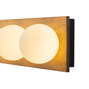 Farmhouze Light - 4 - light Rustic Wood Frosted Glass Globe Vanity Wall Lamp - Wall Sconce - 22.8 in - 