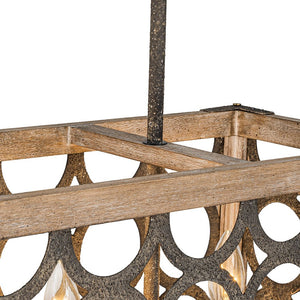 Farmhouze Light - 4 - Light Rustic Wooden Rectangular Cage Island Chandelier - Chandelier - Poplar - 