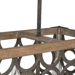 Farmhouze Light - 4 - Light Rustic Wooden Rectangular Cage Island Chandelier - Chandelier - Poplar - 