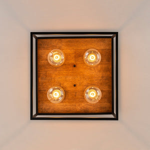 Farmhouze Light-4-Light Square Cage Flush Mount Ceiling Light-Ceiling Light-Black (Pre-Order $ 1-2 Weeks)-