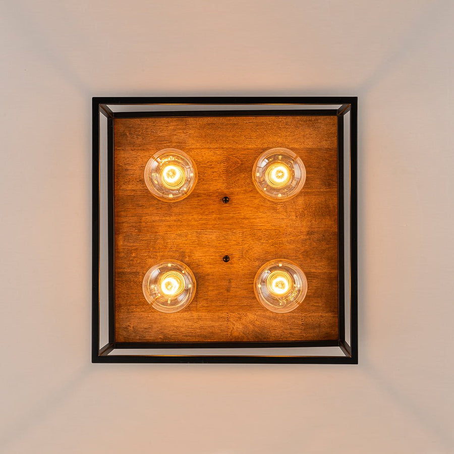 Farmhouze Light-4-Light Square Cage Flush Mount Ceiling Light-Ceiling Light-Black (Pre-Order $ 1-2 Weeks)-