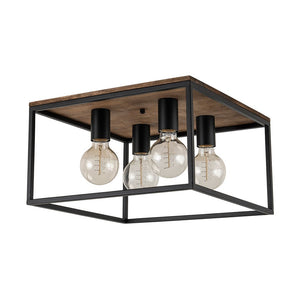 Farmhouze Light-4-Light Square Cage Flush Mount Ceiling Light-Ceiling Light-Black (Pre-Order $ 1-2 Weeks)-