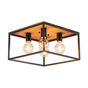 Farmhouze Light-4-Light Square Cage Flush Mount Ceiling Light-Ceiling Light-Black (Pre-Order $ 1-2 Weeks)-