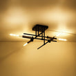 Load image into Gallery viewer, Farmhouze Light - 4 - Light Tiered Linear Sputnik Semi Flush Ceiling Light - Ceiling Light - Black+Gold - 
