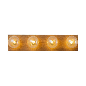 Farmhouze Light - 4 - light Vintage Wood Amber Glass Globe Vanity Light - Wall Sconce - 22.8 in - 