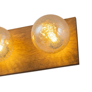 Farmhouze Light - 4 - light Vintage Wood Amber Glass Globe Vanity Light - Wall Sconce - 22.8 in - 