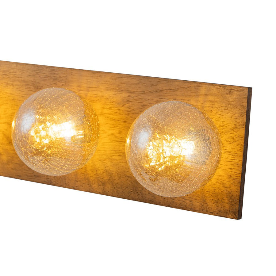 Farmhouze Light - 4 - light Vintage Wood Amber Glass Globe Vanity Light - Wall Sconce - 22.8 in - 