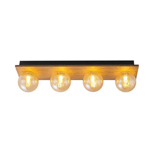 Farmhouze Light - 4 - light Vintage Wood Amber Glass Globe Vanity Light - Wall Sconce - 22.8 in - 