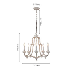 Farmhouze Light - 5 - Light Antique White Candle Style Lantern Chandelier  - Chandelier - 