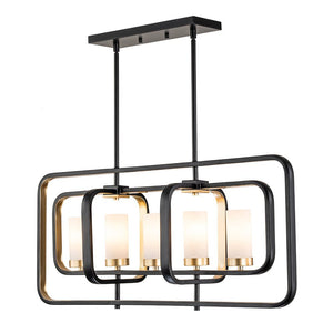 Farmhouze Light-5-Light Black Geometric Metal Rectangle Island Chandelier-Chandelier-5-Light-