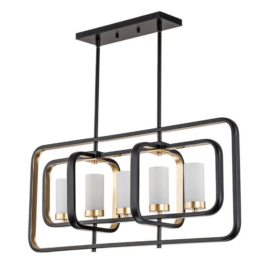 Farmhouze Light-5-Light Black Geometric Metal Rectangle Island Chandelier-Chandelier-5-Light-