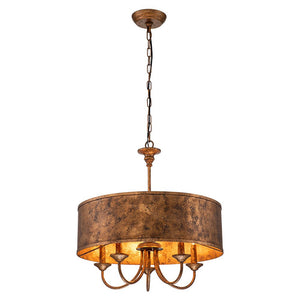 Farmhouze Light-5-Light Candle Style Rust Iron Drum Pendant-Pendant-Rust-