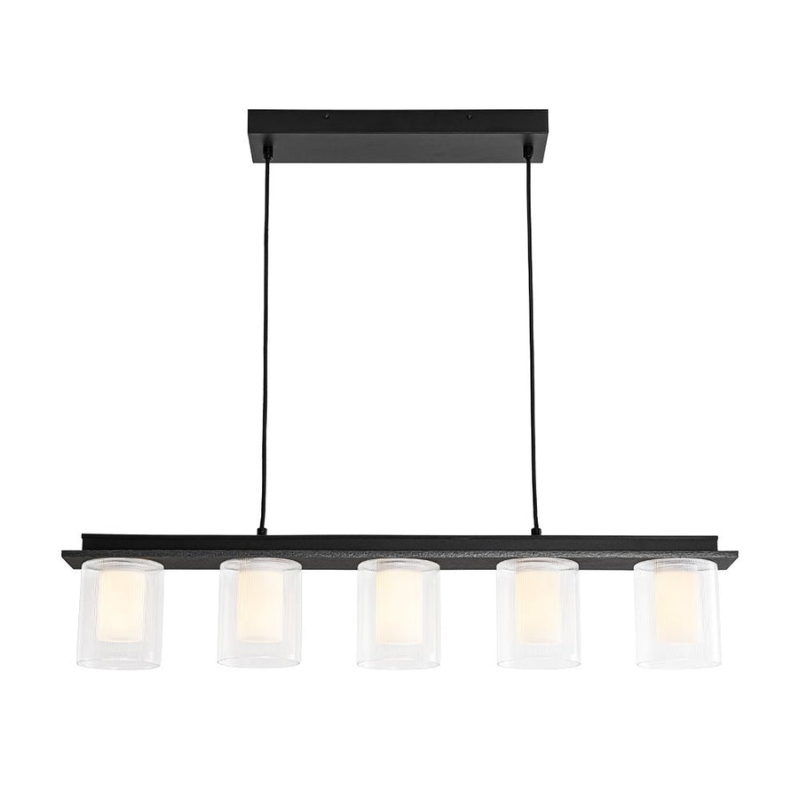 Farmhouze Light - 5 - Light Dimmable LED Cylindrical Glass Linear Island Pendant - Chandelier - 5 - Light - 