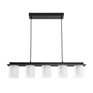 Farmhouze Light - 5 - Light Dimmable LED Cylindrical Glass Linear Island Pendant - Chandelier - 5 - Light - 