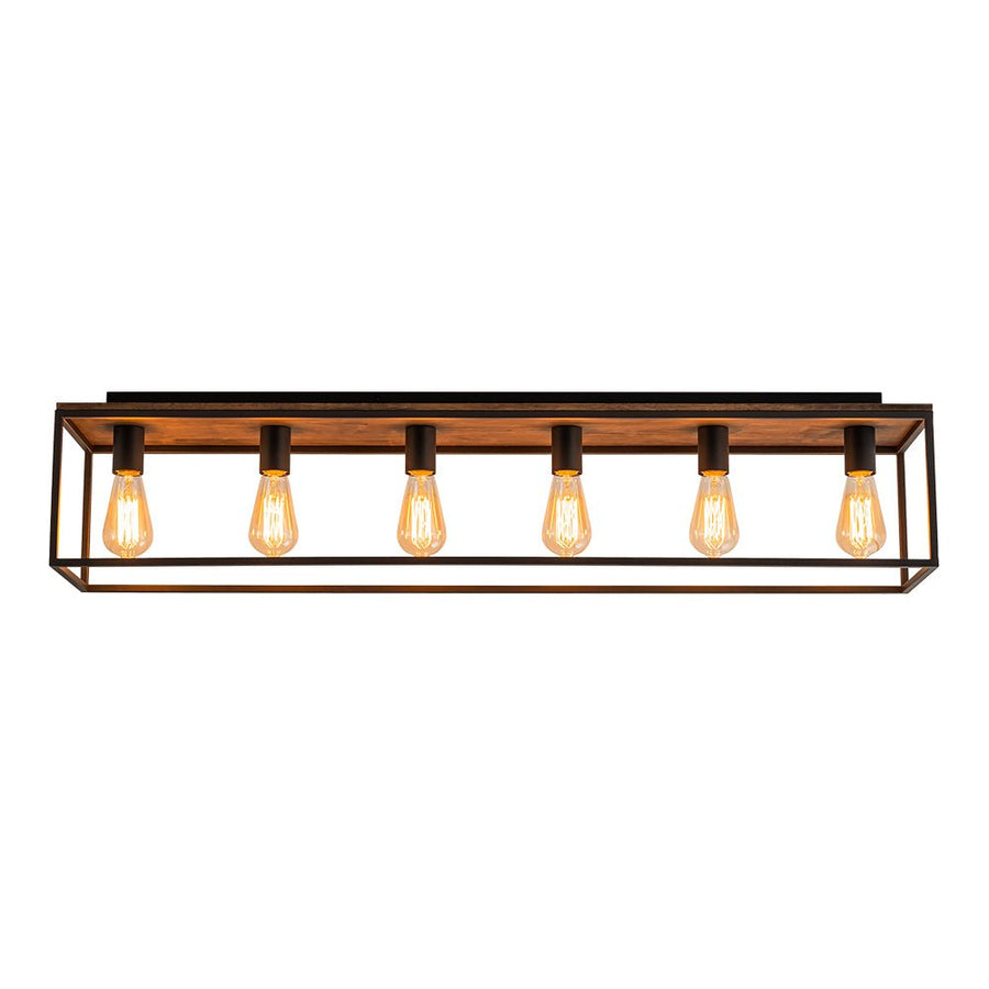 Farmhouze Light - 5 - Light Rectangular Cage Flush Mount Ceiling Light - Ceiling Light - 6 Bullbs - 