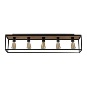 Farmhouze Light-5-Light Rectangular Cage Flush Mount Ceiling Light-Ceiling Light-Black-