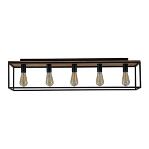 Farmhouze Light-5-Light Rectangular Cage Flush Mount Ceiling Light-Ceiling Light-Black-